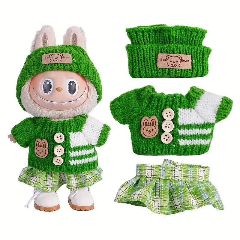 Mini Doll'S Clothes Outfit Accessories For Korea Kpop Exo Labubu Idol V1 V2 striped sweater autumn and winter clothes Clothing