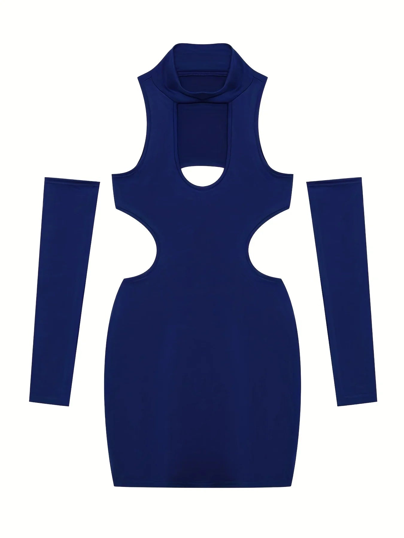 Spring Summer New European and American Solid Color Sexy Hollow Hanging Neck Tight Wrapped Hip Dress
