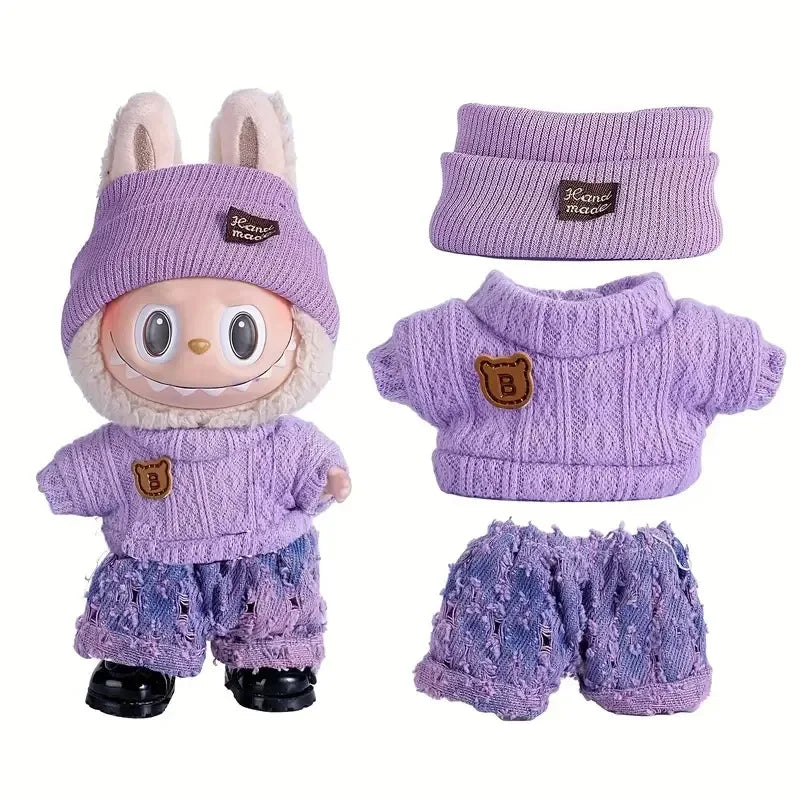 Mini Doll'S Clothes Outfit Accessories For Korea Kpop Exo Labubu Idol V1 V2 striped sweater autumn and winter clothes Clothing
