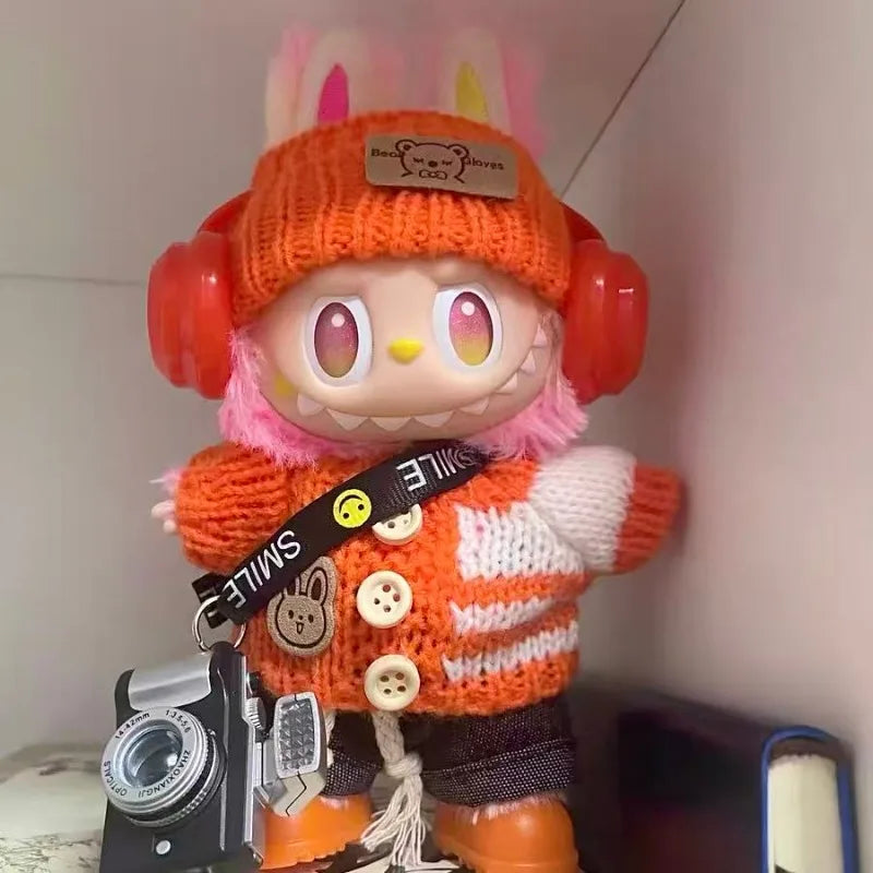 Mini Doll'S Clothes Outfit Accessories For Korea Kpop Exo Labubu Idol V1 V2 striped sweater autumn and winter clothes Clothing