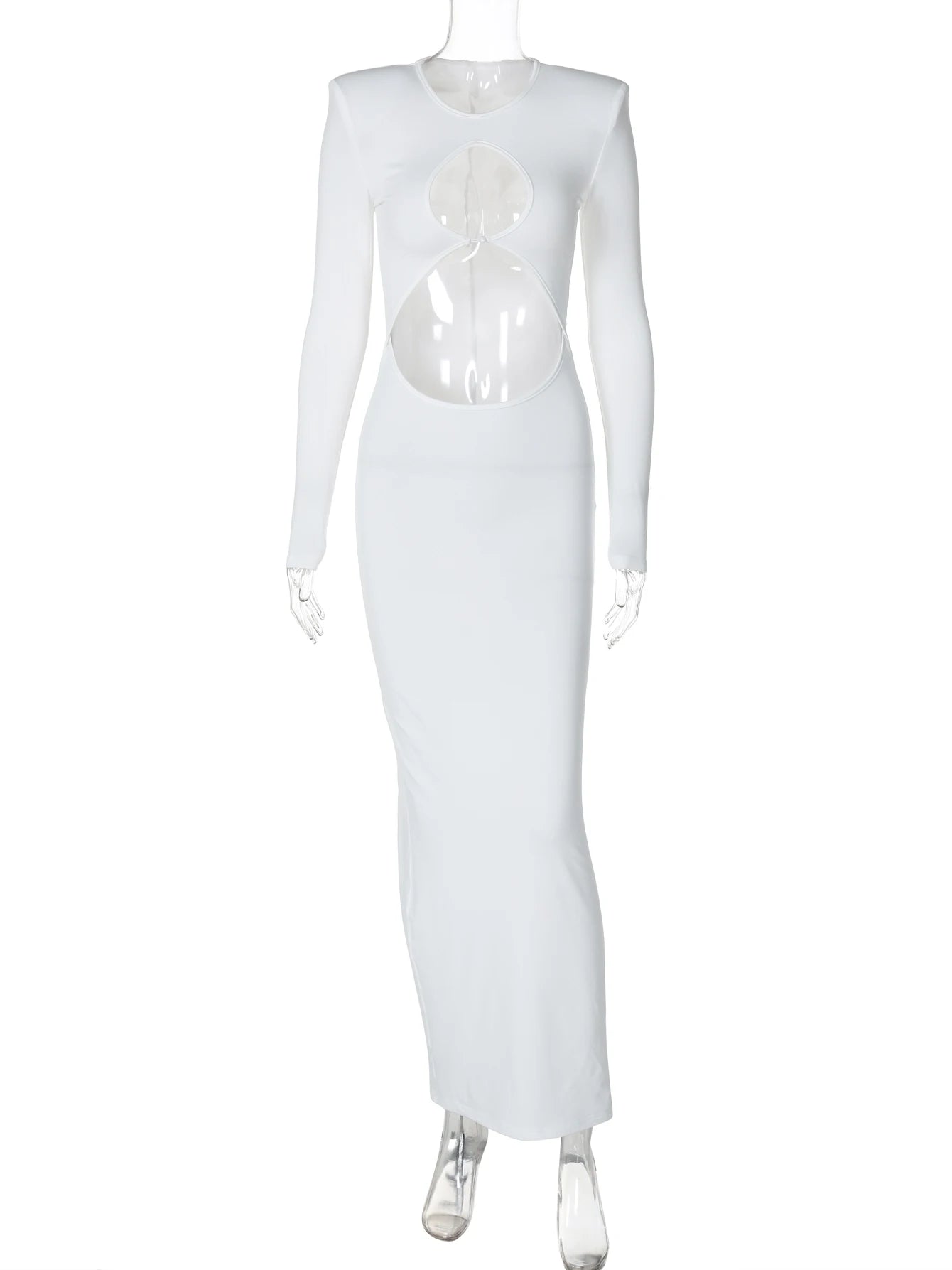 Hawthaw Women 2024 Spring Autumn Sexy Long Sleeve Party Club Hollow Out Bodycon White Long Dress Wholesale Items For Business