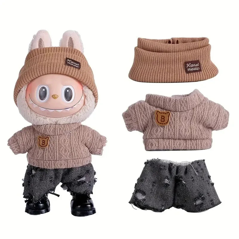 Mini Doll'S Clothes Outfit Accessories For Korea Kpop Exo Labubu Idol V1 V2 striped sweater autumn and winter clothes Clothing