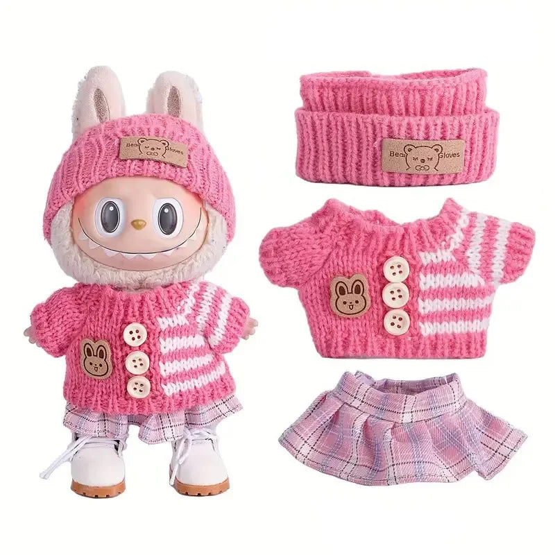 Mini Doll'S Clothes Outfit Accessories For Korea Kpop Exo Labubu Idol V1 V2 striped sweater autumn and winter clothes Clothing