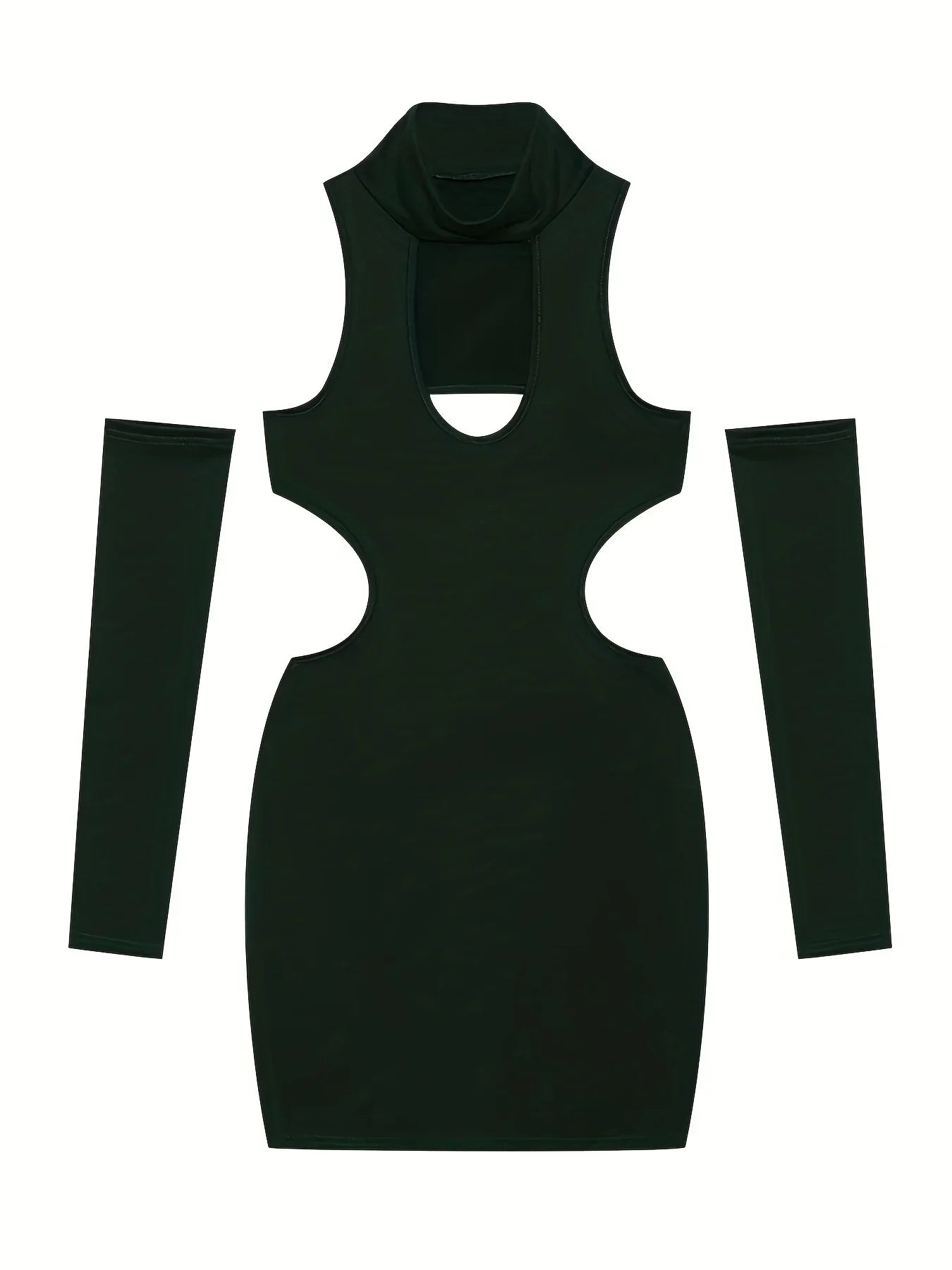 Spring Summer New European and American Solid Color Sexy Hollow Hanging Neck Tight Wrapped Hip Dress
