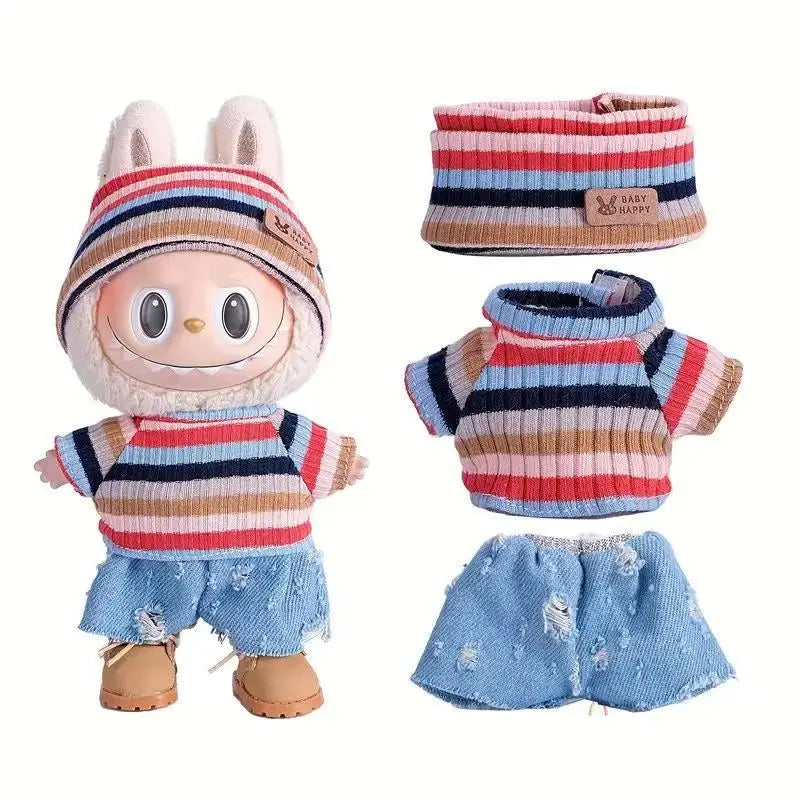 Mini Doll'S Clothes Outfit Accessories For Korea Kpop Exo Labubu Idol V1 V2 striped sweater autumn and winter clothes Clothing