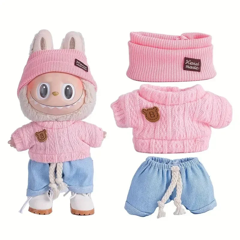 Mini Doll'S Clothes Outfit Accessories For Korea Kpop Exo Labubu Idol V1 V2 striped sweater autumn and winter clothes Clothing