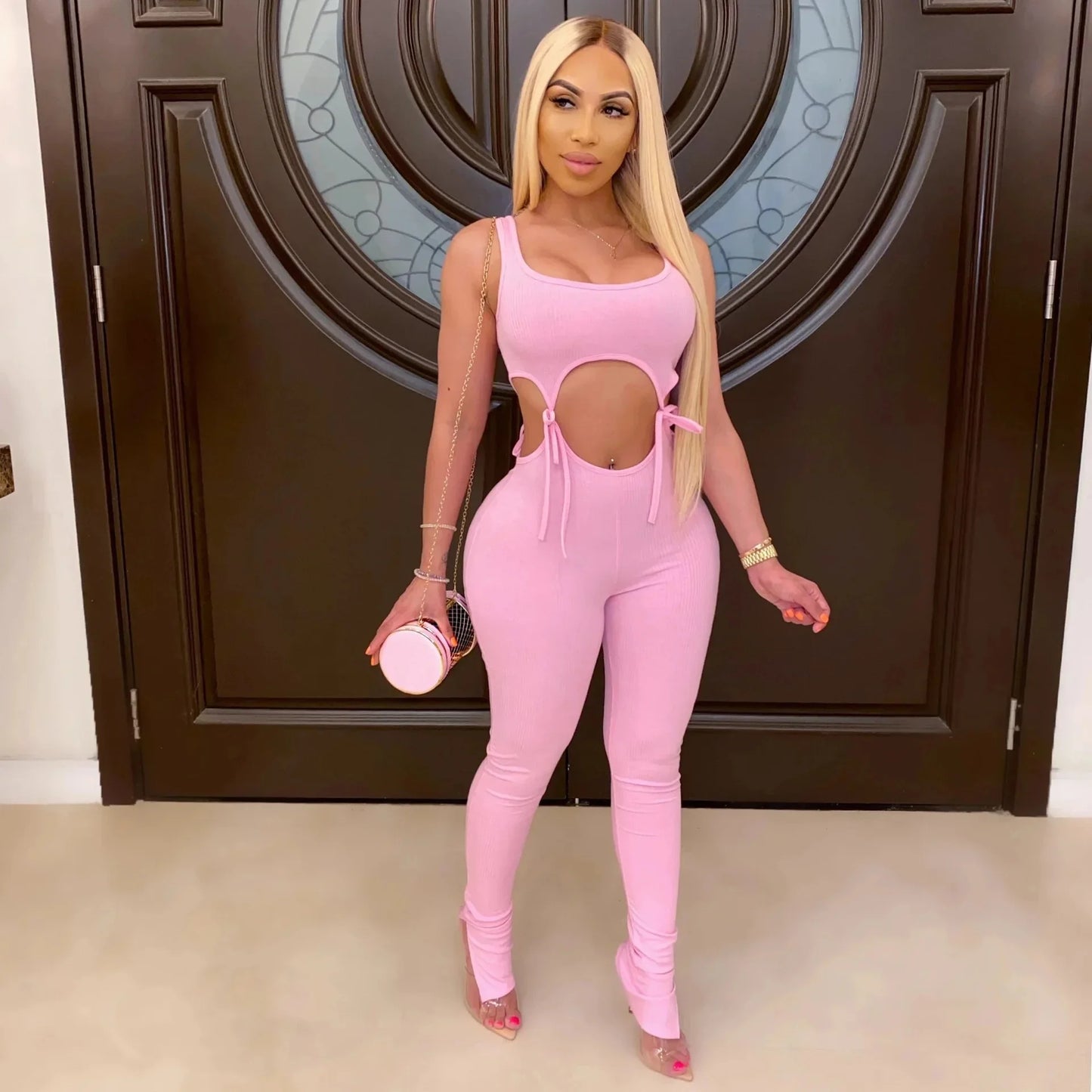 New Style Cross-Border CY11223 Amazon Ebay Fast Selling Wish European American Tied Sleeveless Jumpsuit Long Pants/Nine Point Se