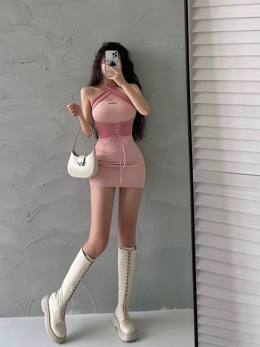 Hot Girl Style Sexy Open Back Lace Up