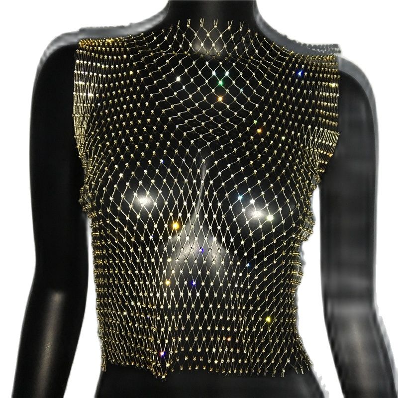 FestivalQueen Diamonds Mesh Cropped Tank Top
