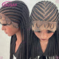 Synthetic Tribal Braided Wigs For Black Women 36" Full Lace Front Wig Braid African Hair Cornrow Braids Lace Wigs Braided Wigs