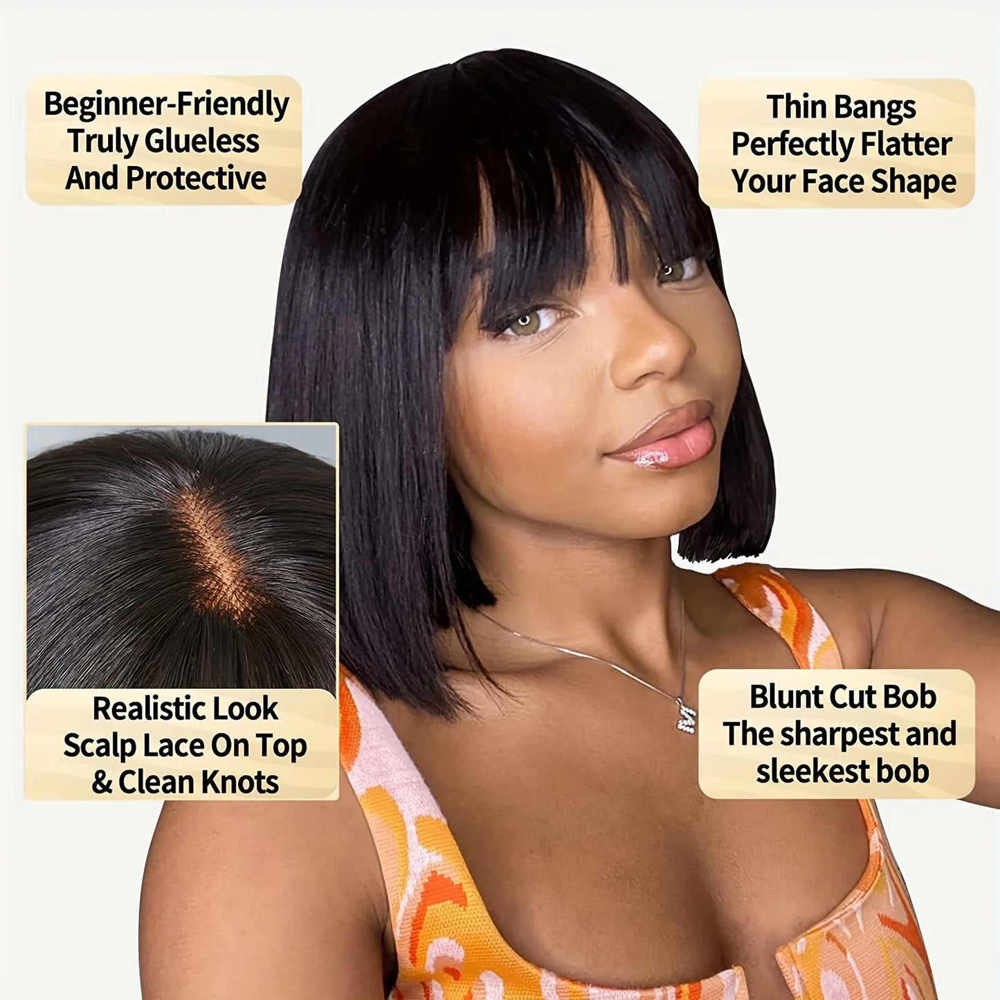 Straight Human Hair Wigs With Bangs Full Machine Made Wig Cheap Brazilian Hair Wigs Short Bob  Wigs 3x1 HD Lace Wigs