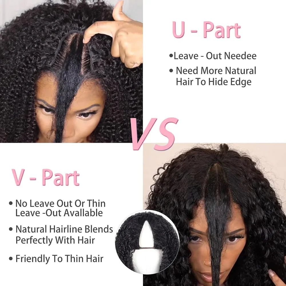 16-34Inch Kinky Straight U Part Wig Glueless Wig Human Hair Yaki Straight Ready To Wear Remy Hair Wigs V Part Wig No Lace Wigs