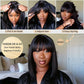 Straight Human Hair Wigs With Bangs Full Machine Made Wig Cheap Brazilian Hair Wigs Short Bob  Wigs 3x1 HD Lace Wigs
