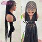 Synthetic Tribal Braided Wigs For Black Women 36" Full Lace Front Wig Braid African Hair Cornrow Braids Lace Wigs Braided Wigs