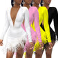 Women Winter Mini Dress 2025 O-Neck Mesh Feather Patchwork Sexy Night Club Party Bandage Street Bodycon Dresses