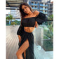 Mesh Sheer Beach Cover-Ups Women Beach Bikini Dress See-Through Long Sleeve Crop Tops Beach Dress For Women