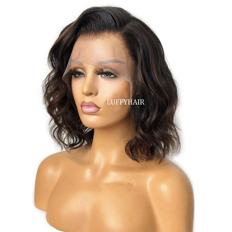 Brown Color Silk Base Full Lac Wig Short Wave Virgin Brazilian Human Hair 5x4.5 Silk Top Full Lace Wigs Pre Plucked