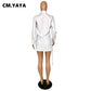 CM.YAYA Women Mini Dress Solid Shirring Stretchy Straight Dresses Office Lady Fashion Sexy Vestidos Single Breasted Clothes Fall