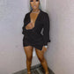 Solid Women Long Sleeve Deep V-neck Midi Mini Dress Sexy Blouses Style Ruched Above knee Dresses Outfits