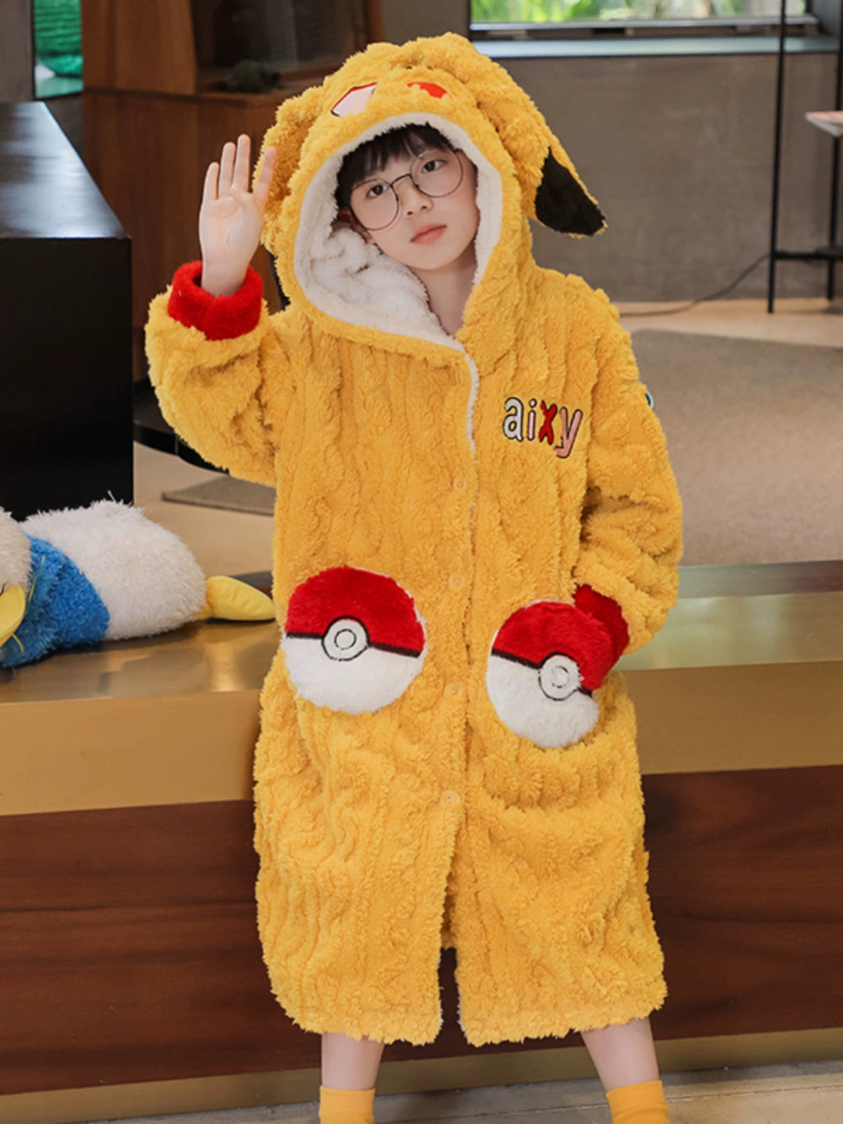 Boys Coral Velvet Night-Robe Autumn and Winter Thickened Heattech Children's Long Pajamas Boy Teen Bathrobe 2024 New Arrival
