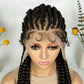 36inches Full Lace Cornrow Braided Wigs Synthetic Kontless Braids Wig Lace Frontal Braided Lace Wigs for Black Women