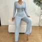 Pajamas Suit Women 2 Piece Sets Sleepwear Trousers Ensemble Top Pants Single Breasted Bow Autumn Nightwear Outfits Loungewear