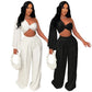 Women's Set Ruched One Shoulder Sleeve Crop Top and Wide Leg Pants Suits Street 2024 Two 2 Piece Set Outfit Tracksuit
