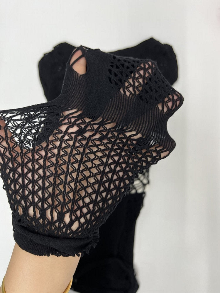 Hollow Out Summer Dresses Casual Women 2022 Fashion Beach Strench See Through Sexy Design Underwear Clubwear Dress