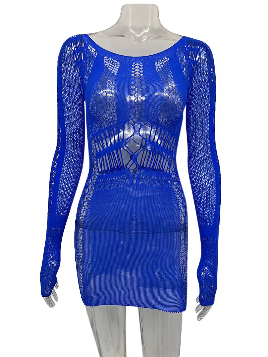 Hollow Out Summer Dresses Casual Women 2022 Fashion Beach Strench See Through Sexy Design Underwear Clubwear Dress