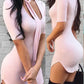Sexy Wrap Chest U Neck Elastic Slim Bodycon Dress Women Solid Color Skinny Mini Dress Elegant Club Party Vestidos