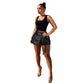 Womens Metallic Cargo Skorts Utility Asymmetrical Slit High Waist Faux Leather PU Shorts Stretchy Pockets Shiny Shorts Skirts