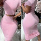 Womens Two Piece Sets Elegant Sexy Outfit Short Sleeve Top & High Waist Skirt Set New Fashion 2023 Summer Casual Female Suit