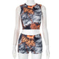 CUTENOVA Spring/Summer Leopard Print Sleeveless Tank Top + Mini Shorts Exposed Navel Skinny Shorts Set Fashion Streetwear Y2K