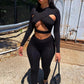 2021 Autumn New Women's Clothing Sexy Hollow Cross Solid Color Long Sleeve High-Waisted Tight Sports Casual Suit