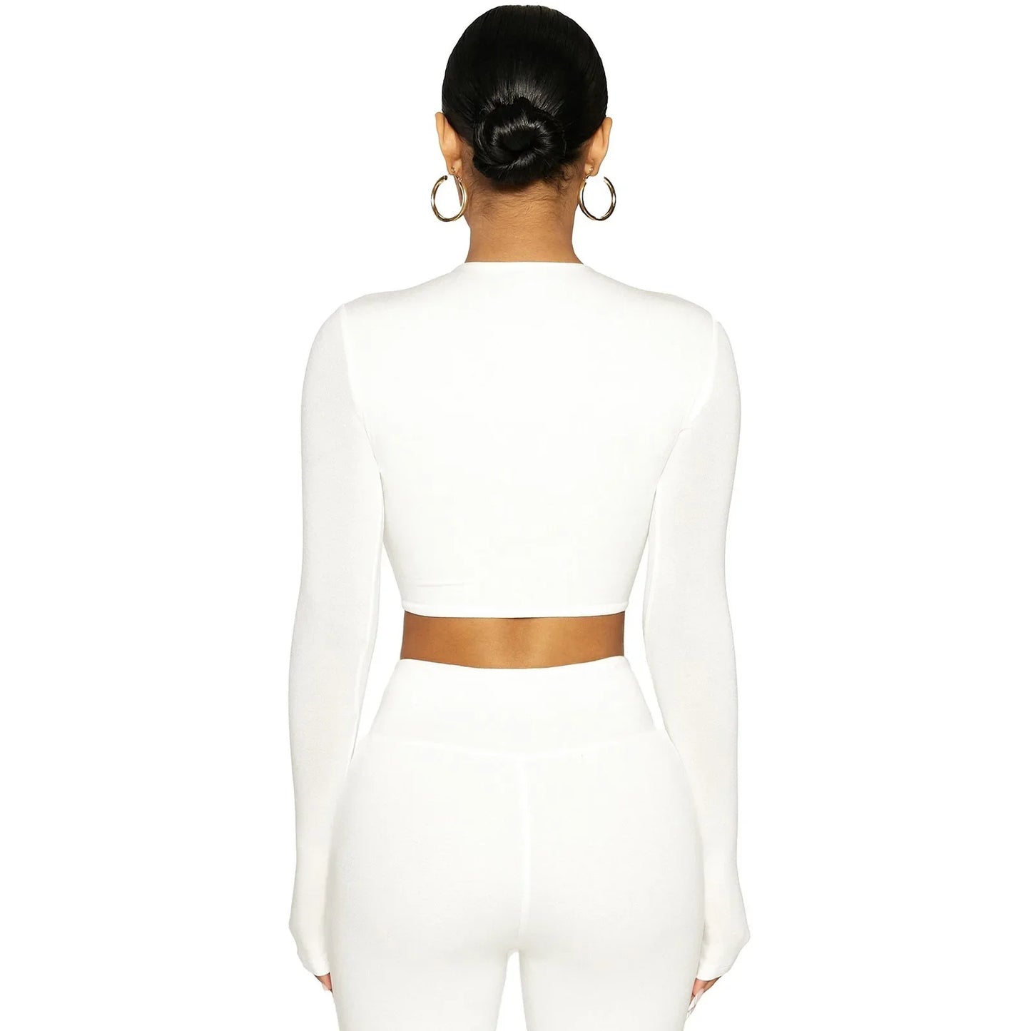 2021 Autumn New Women's Clothing Sexy Hollow Cross Solid Color Long Sleeve High-Waisted Tight Sports Casual Suit