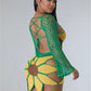 Weird Puss 2 Piece Sets Women Outfit Crochet Sunflower Backless Hollow Tops+Skinny Skirt Beach Party Summer Trend Matching Suits