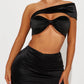 Women's solid color slim fit neck hanging vest fashionable low waist skirt set two-piece set