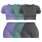 2PCS Women's Sports Yoga Set Seamless Ribbed Knitted Fitness Sportswear