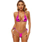 Blue Glossy Bikini Women's Two-Piece Swim Suits Brazilian Swimwear Beach Outfits Halter Bra Top with Side Lace-Up Ruched Briefs