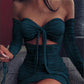 Sexy Women's Spring/Summer Long Sleeved Bright Crystal Bra Lace Hollow Mini Dress Elegant Red Long Sleeved Slim Fit Vestidos 3XL