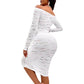 Women Dress Mid Length Dresses Bodycon Off Shoulder Hollow Out Sexy Elegant Sheath White Club High Waist Party Beach Vestidos