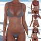 Womens Solid Color Two Piece Sexy Swimsuit Suit Fashion Casual Versatile Bar Bikini Set Beach Pool Party Low Rise Swimwear