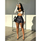 Womens Metallic Cargo Skorts Utility Asymmetrical Slit High Waist Faux Leather PU Shorts Stretchy Pockets Shiny Shorts Skirts