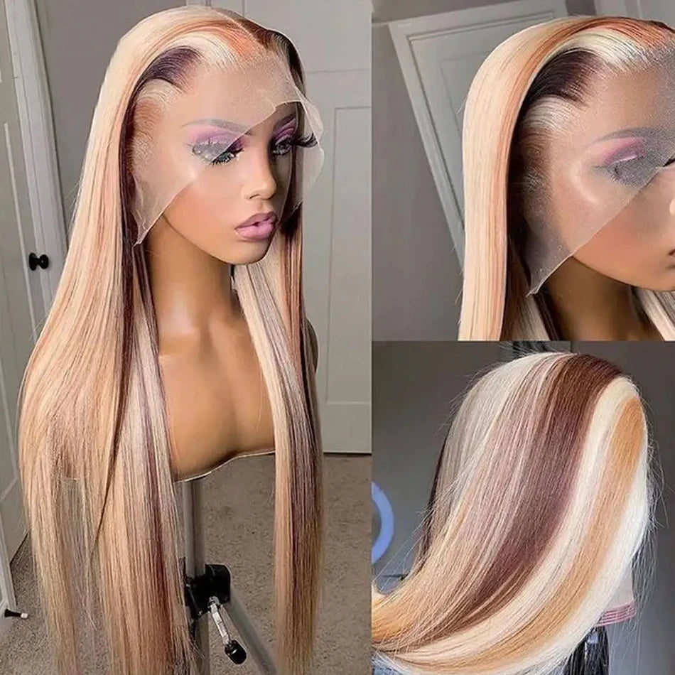 613 Ombre Blonde Colored Lace Front Wigs 13x4 HD Frontal Human Hair Wigs For Women 100% Glueless Brazilian Pre Plucked Lace Wigs