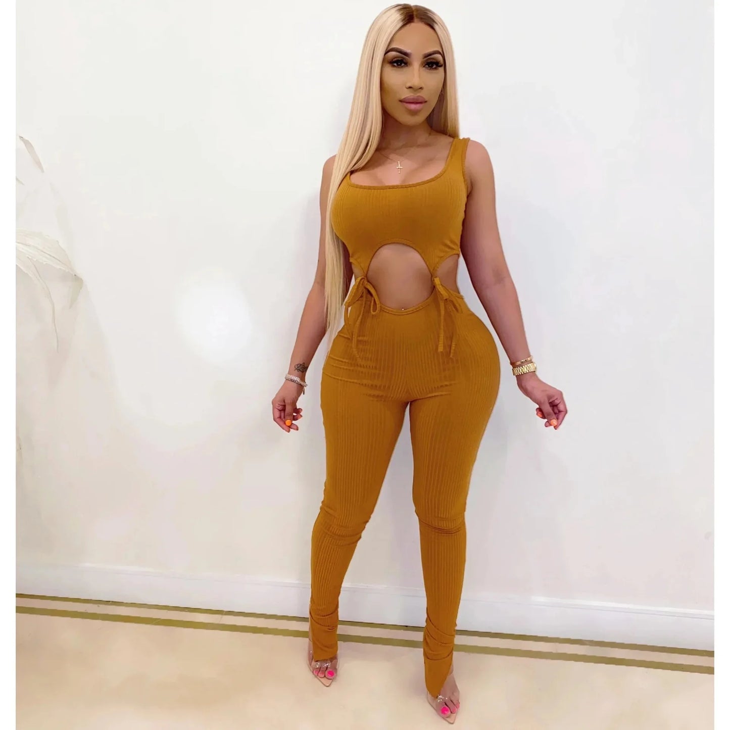 New Style Cross-Border CY11223 Amazon Ebay Fast Selling Wish European American Tied Sleeveless Jumpsuit Long Pants/Nine Point Se