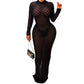 Turtleneck Skinny Women Dresses Sexy Skirt Long Sleeve Bodycon Sexy Streetwear Party Club Hollow out Long Dress