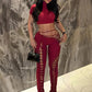 Leosoxs Sexy 2piece Set Women Hipster Halter Camisole+Shirring Hollow Pants Midnight Matching Stretch Clubwear Skinny Outfits