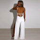 Sexy Backless Long Pants Skirt One-Piece Women's Independent Station New Pure Color Slit Strapless Bandage Jumpsuit Female