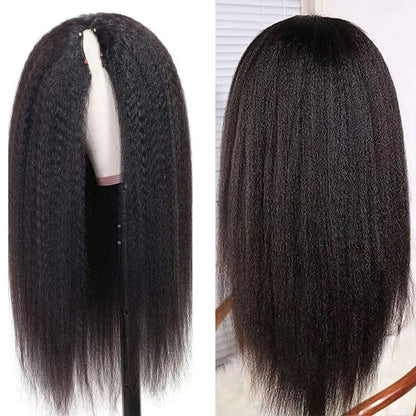 16-34Inch Kinky Straight U Part Wig Glueless Wig Human Hair Yaki Straight Ready To Wear Remy Hair Wigs V Part Wig No Lace Wigs
