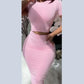 Womens Two Piece Sets Elegant Sexy Outfit Short Sleeve Top & High Waist Skirt Set New Fashion 2023 Summer Casual Female Suit